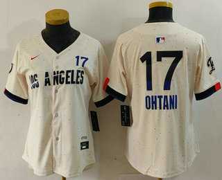 Womens Los Angeles Dodgers #17 Shohei Ohtani Cream 2024 City Connect Limited Jersey